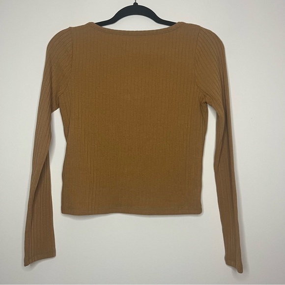 MADEWELL Ribbed Cardigan Crop Baby Longsleeve Toffee Tee - Picture 9 of 9
